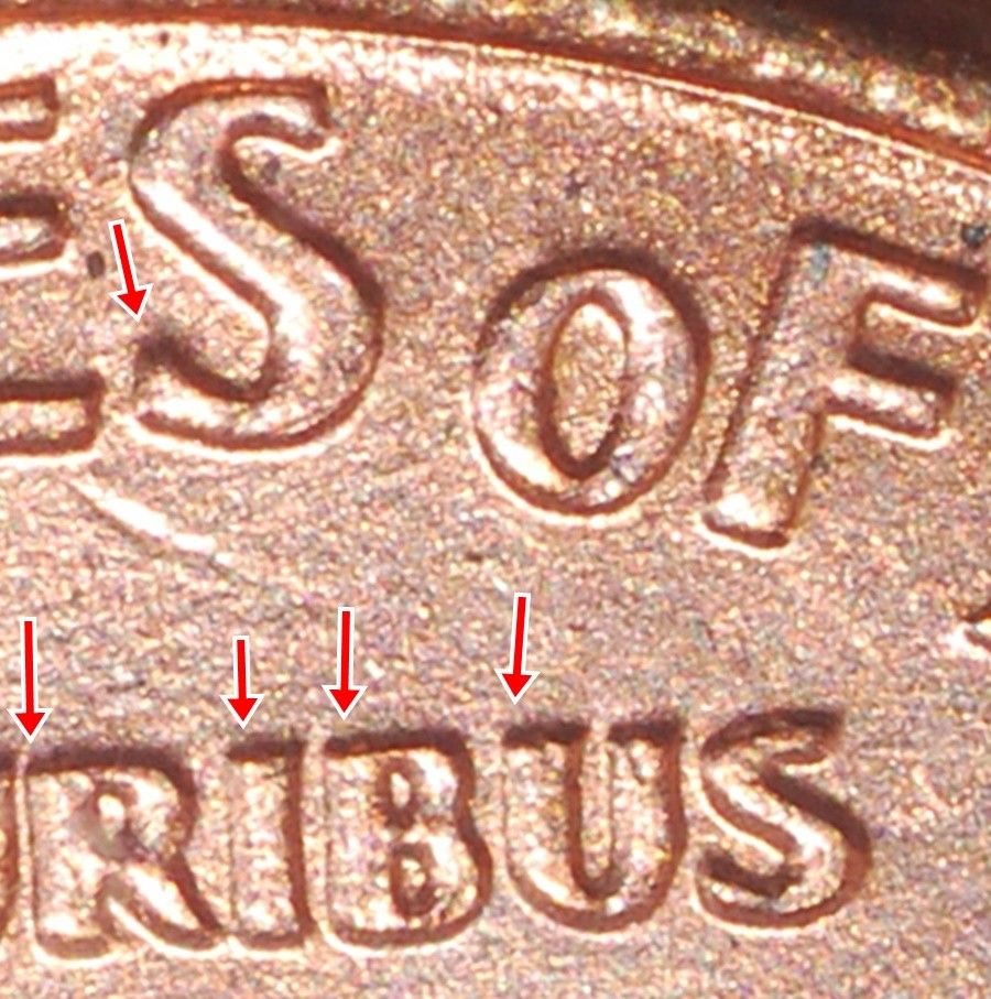 2004 DDR FS-801 doubled die reverse Lincoln penny reverse showing doubled Memorial inscriptions